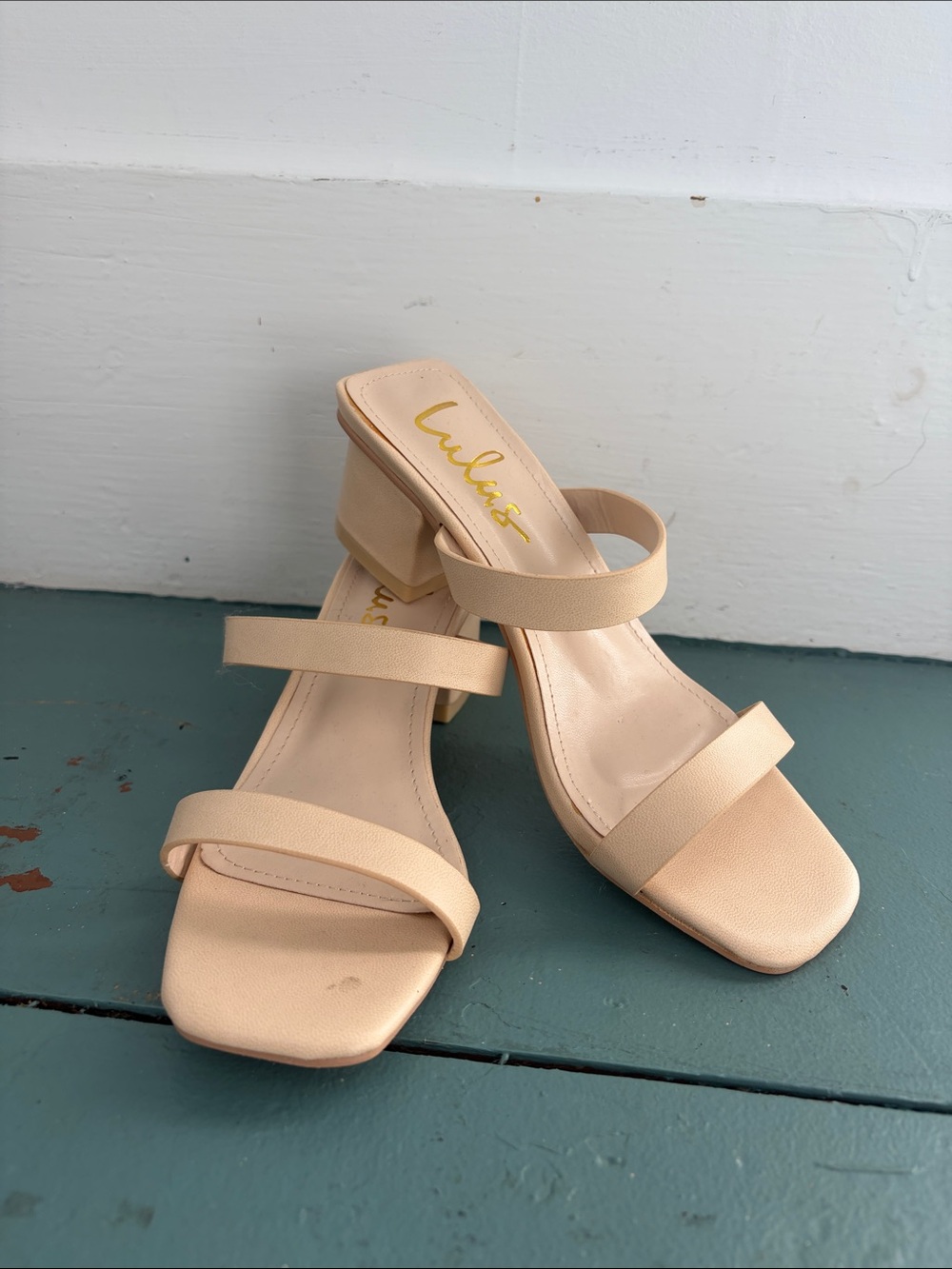 Lulu's Nude Double-Strap Block Heel Sandals